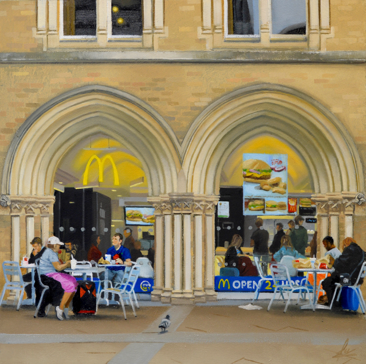 An oil painting by artist Ja Edwards of a McDonalds restaurant